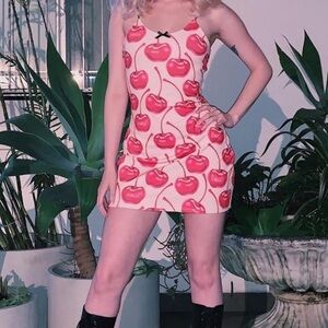 o-mighty cherry party rave cute mini dress. 🍒